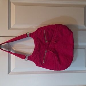 Old Navy Vintage Y2K Pink Raspberry Canvas Hobo Purse